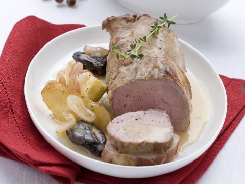 Filetto di maiale con mele e prugne