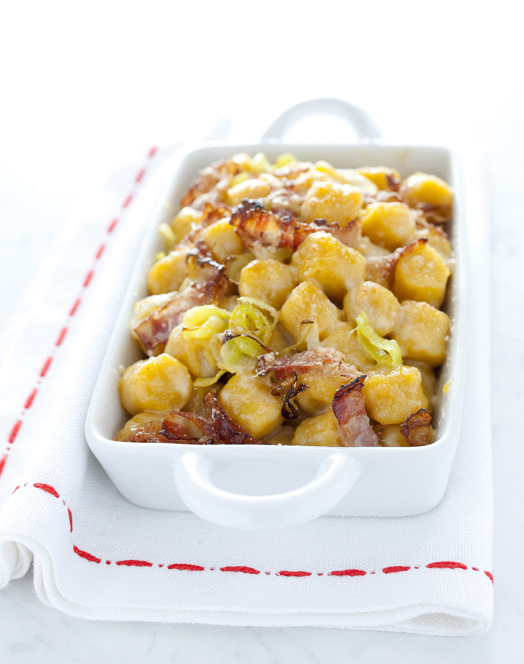 Ricetta Gnocchi di zucca con porri e pancetta Donna Moderna