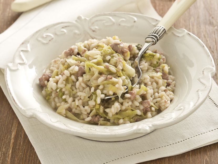 risotto-con-verza-e-salsiccia preparazione