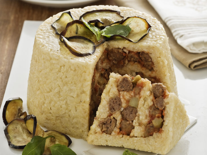 Timballo di riso con polpettine