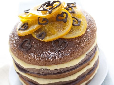 Torta doppia all'arancia e cioccolato