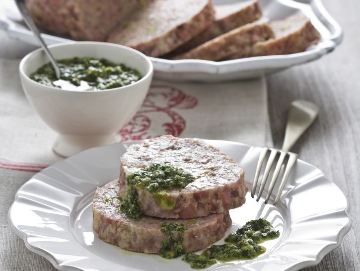 Polpettone ai pistacchi con salsa verde