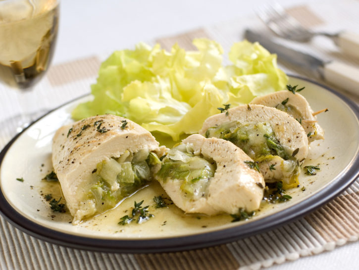 Tasche di pollo alla fontina e scarola