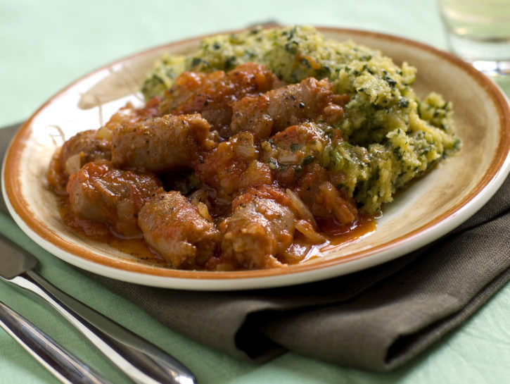 Polenta verde con salsiccia