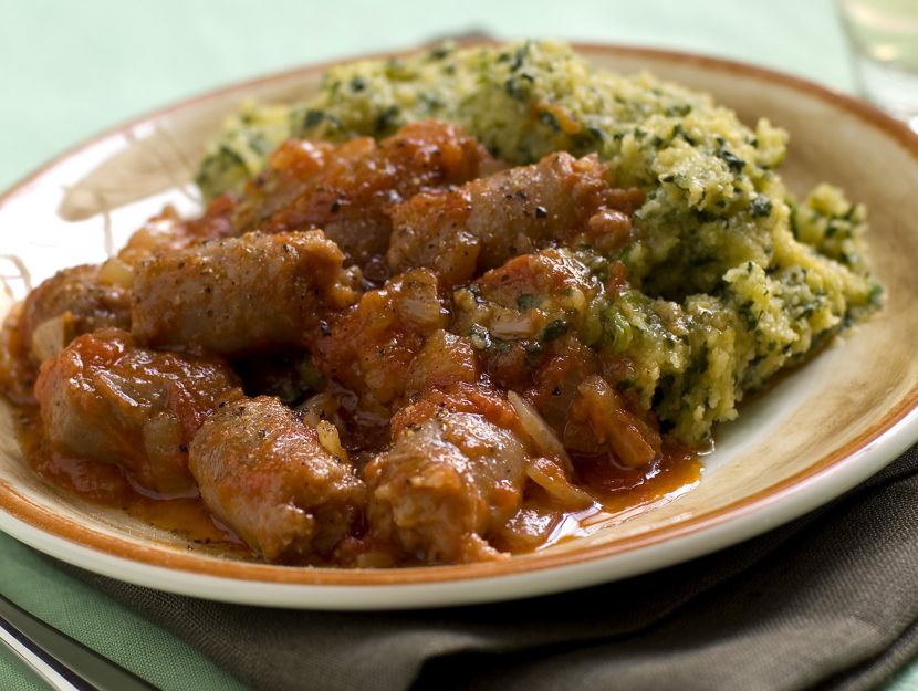 polenta-verde-con-salsiccia preparazione