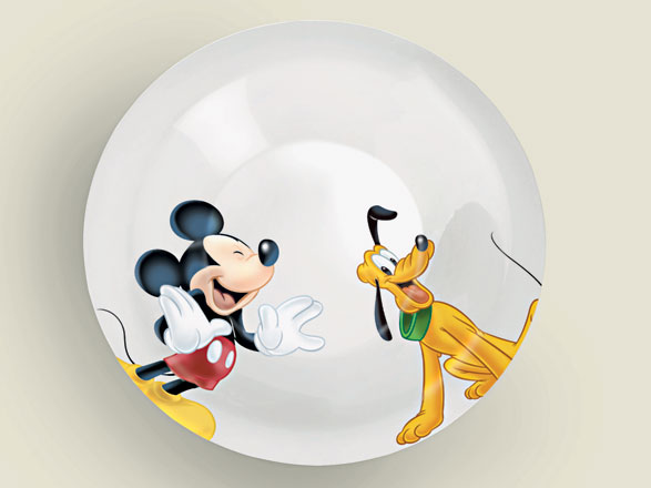 Bicchiere DeAgostini Disney in Tavola Pluto e Topolino alto Cm 12,40 