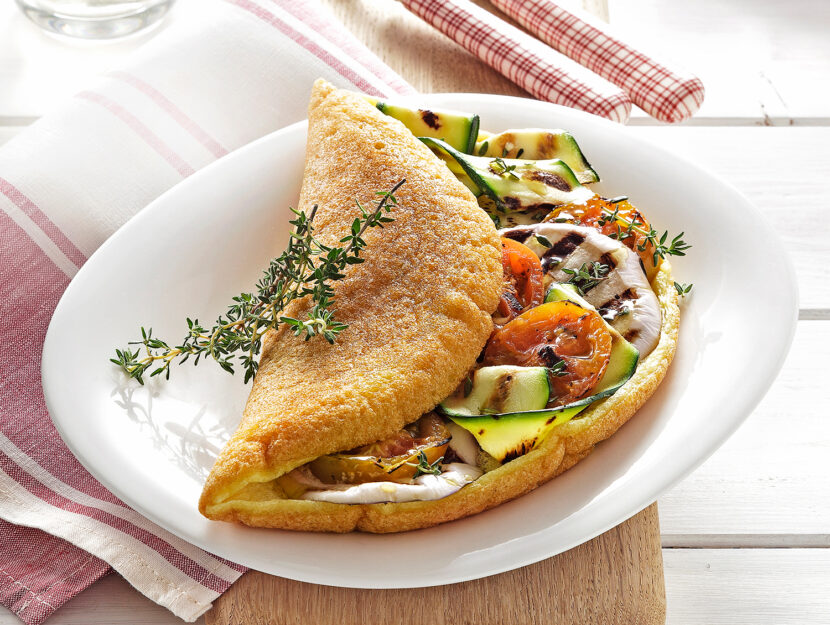 Omelette soffiata con verdure grigliate