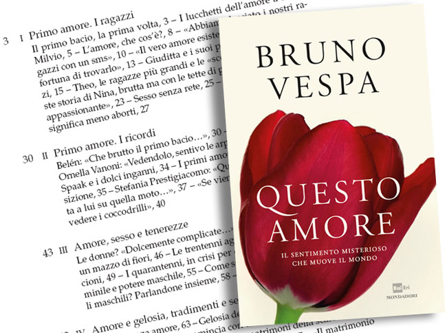 Questo amore, l'indice del libro di Vespa