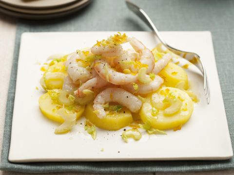 Insalata di gamberi, patate e bottarga