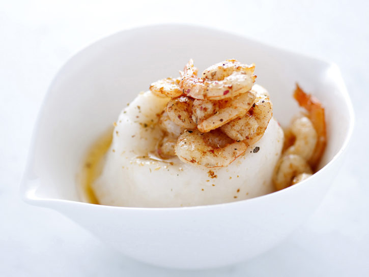 Polenta bianca alla veneziana con le schie