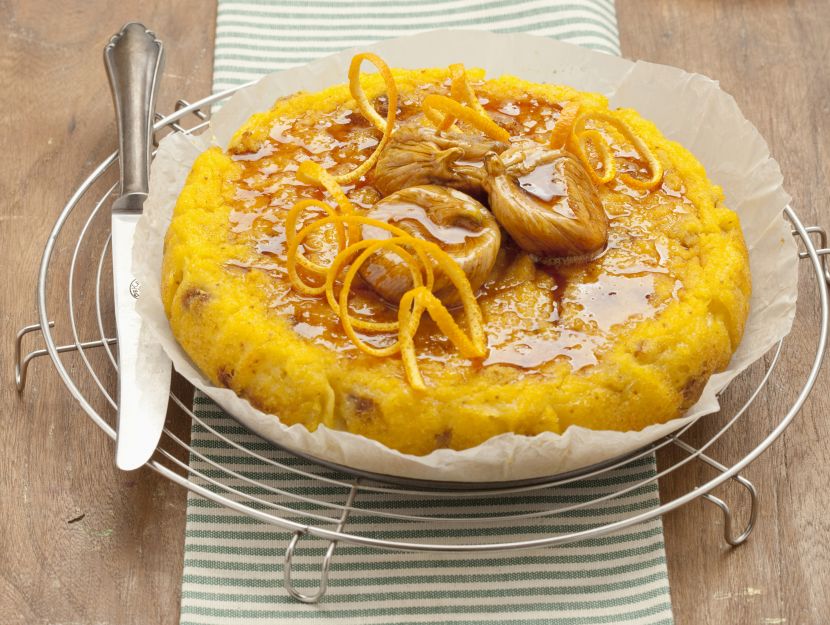 torta-di-polenta-con-alloro-e-fichi-secchi preparazione