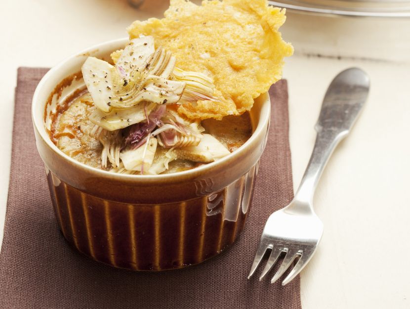 crema-di-carciofi-con-chips-di-grana preparazione