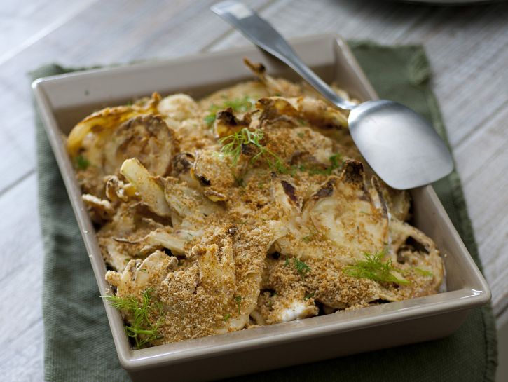Finta parmigiana bianca di finocchi alla burrata