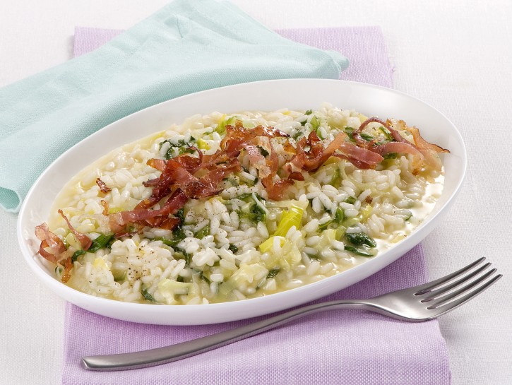 risotto-con-porri-speck-e-lattuga