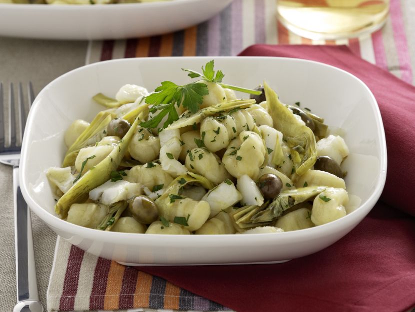 gnocchi-di-patate-con-merluzzo-e-carciofi preparazione