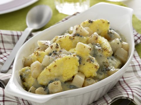 Gnocchi di polenta con Roquefort e pere