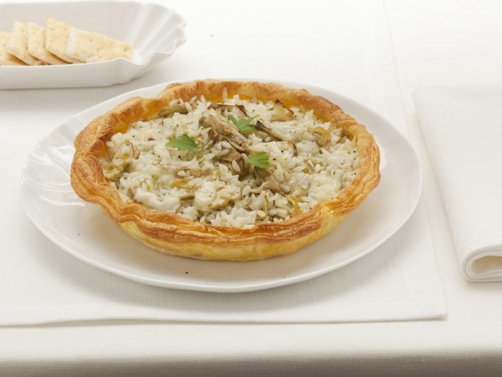 Tortino di riso e carciofi