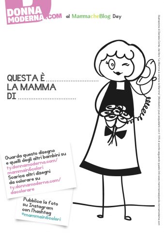 La mamma al telefono. Scarica il disegno: è pronto per essere colorato!Illustrazione di Daniela Con