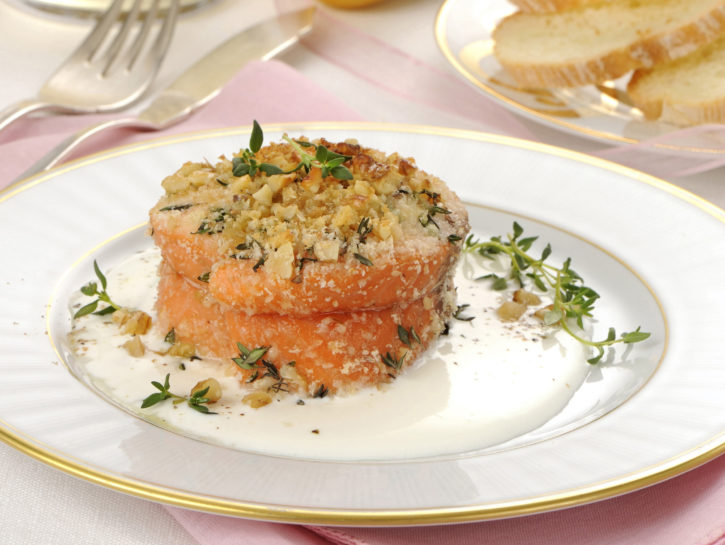 Tournedos di salmone con crema alle noci