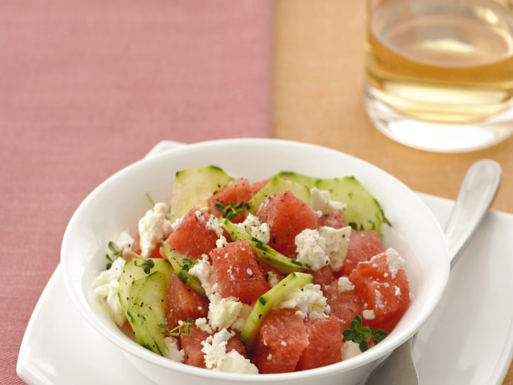 Insalata di anguria, cetriolo e feta