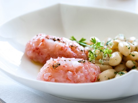 Tartare di gamberi con salsa di pomodori secchi