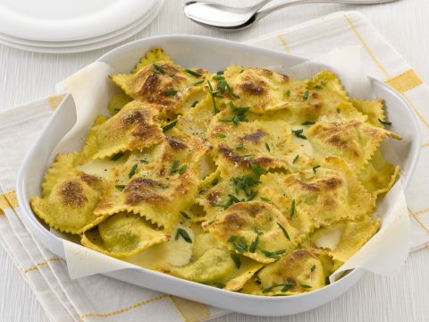 Ravioli di magro gratinati con formaggio brie