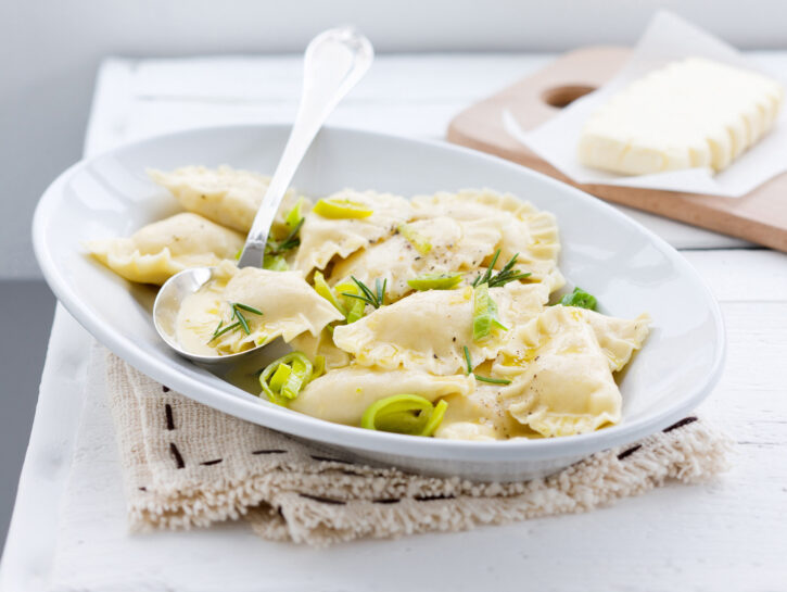 Ravioli di patate e porri
