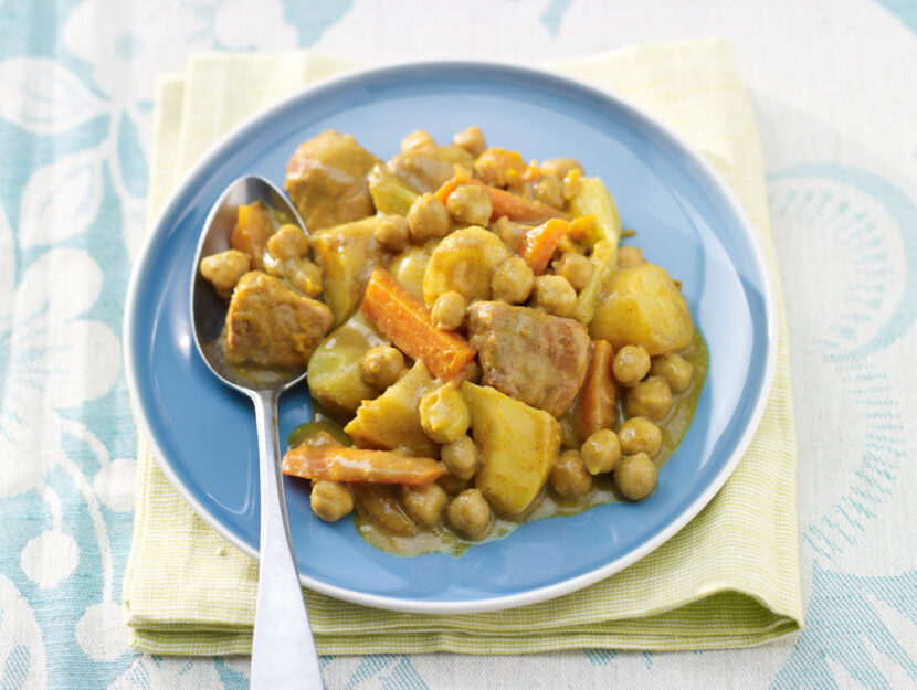 Curry di vitello con ceci e verdure