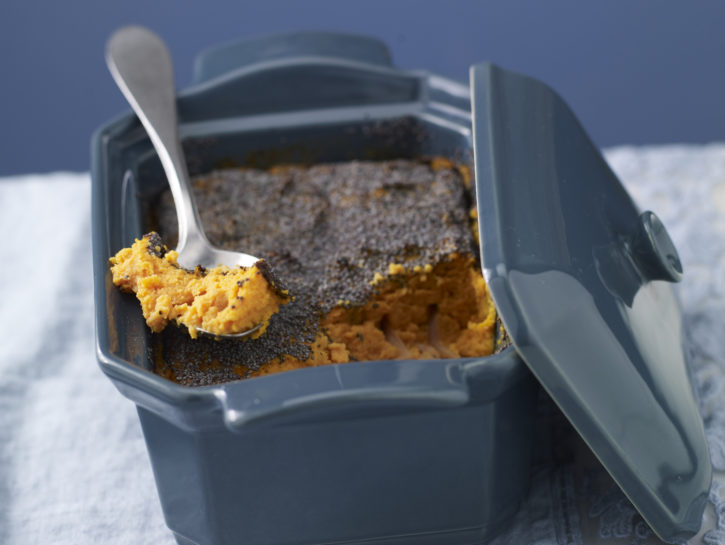 Terrina di patate dolci con cipolla caramellata