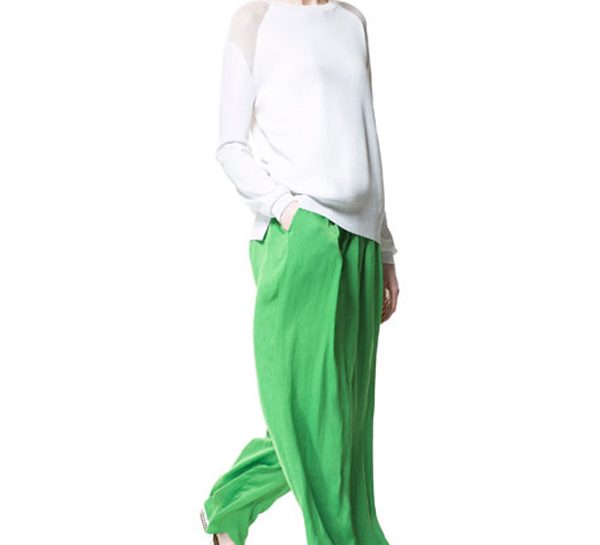 Pantaloni verde smeraldo