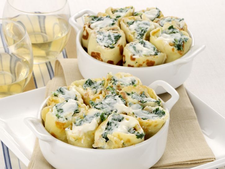 Rotolini di crepes ricotta e spinaci