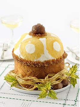 Panettone all'ananas con crema di marroni