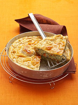 Torta di zucca con riso e bietole