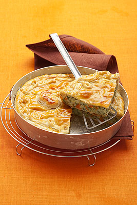 Torta di zucca con riso e bietole