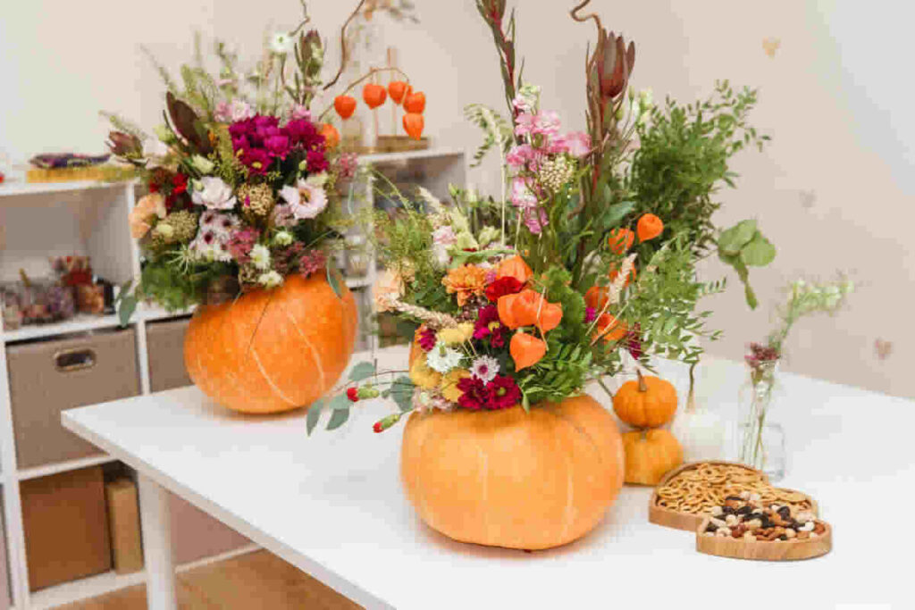 zucca vaso con fiori