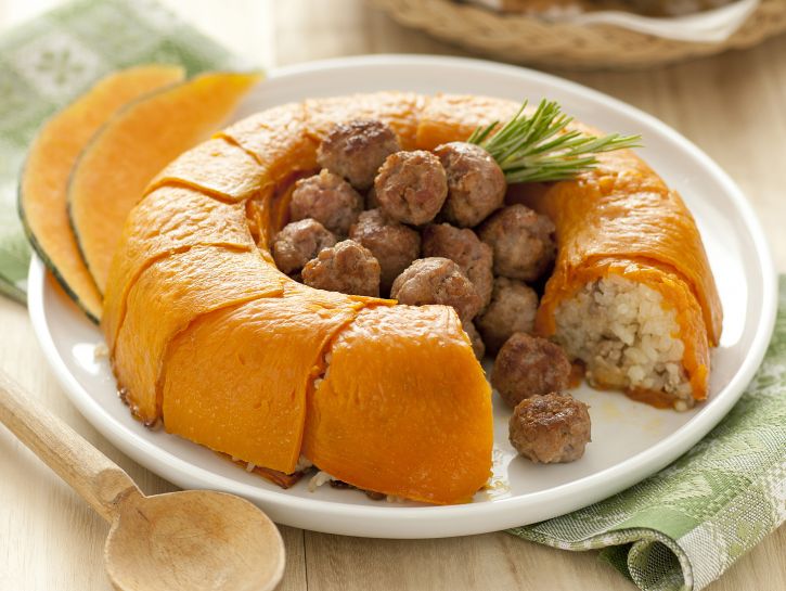 Timballo di zucca con riso alla pilota