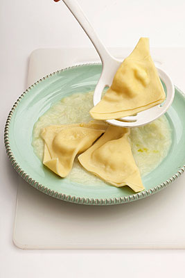 Ravioli al gorgonzola con cipolle