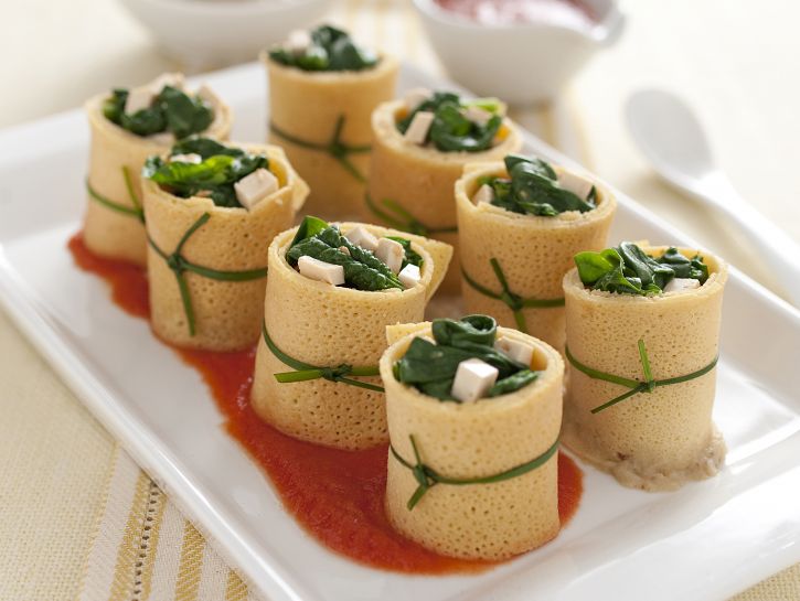 Rotolini di crèpes di ceci e spinaci