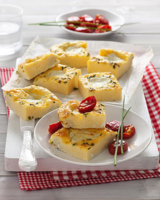 Frittata con caprino e pomodori canditi