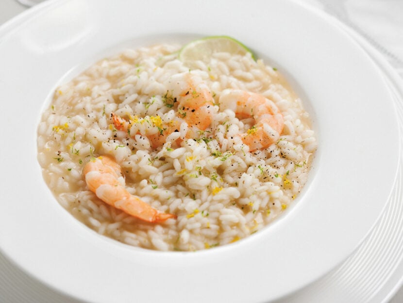 Risotto con agrumi e gamberi