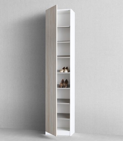 Armadio Scarpiera 8 Ripiani Con Specchio 70x185h Cm Legno Mercure E Bronzo Blake