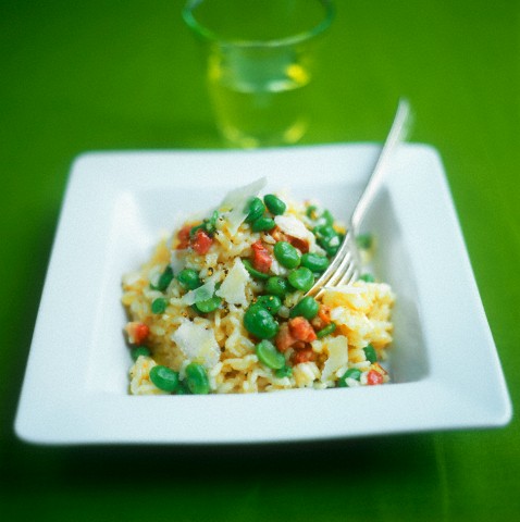 Risotto con i fagioli (Risotto with beans & diced bacon)