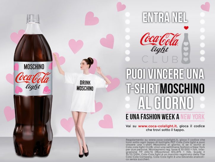 Entra nel Coca-Cola light CLUB! Puoi vincere una t-shirt Moschino al giorno