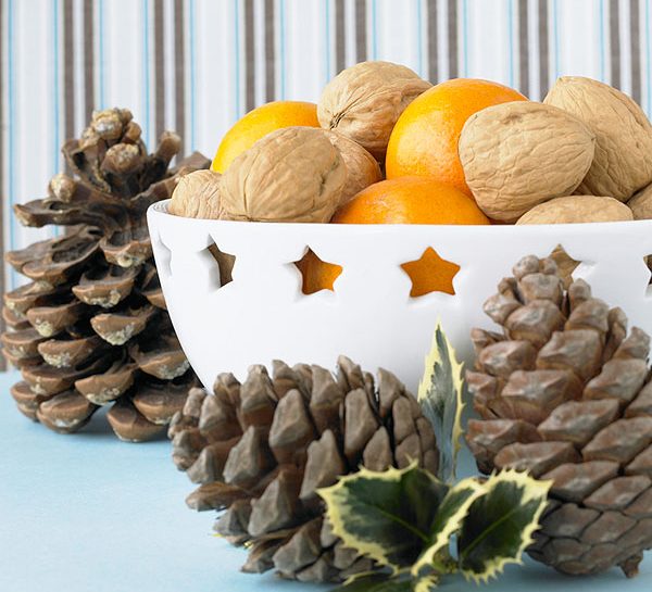Pigne, agrifoglio e frutta: decorazioni natalizie