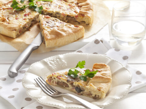 Quiche con funghi e pancetta