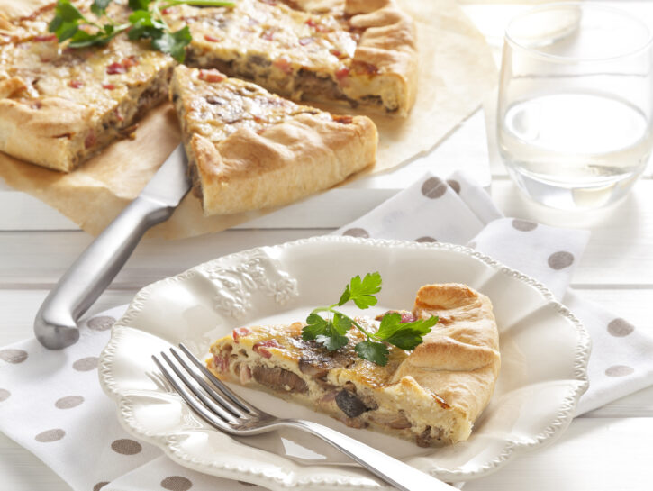 Quiche con funghi e pancetta
