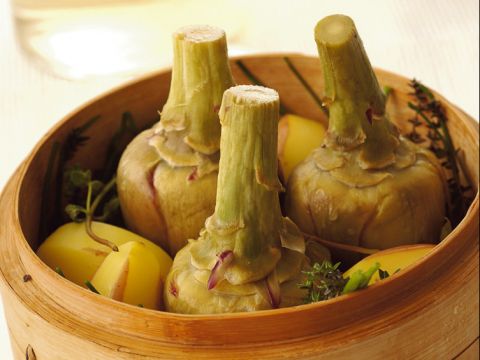 Carciofi e patate al vapore