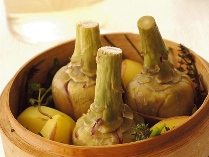 Carciofi e patate al vapore