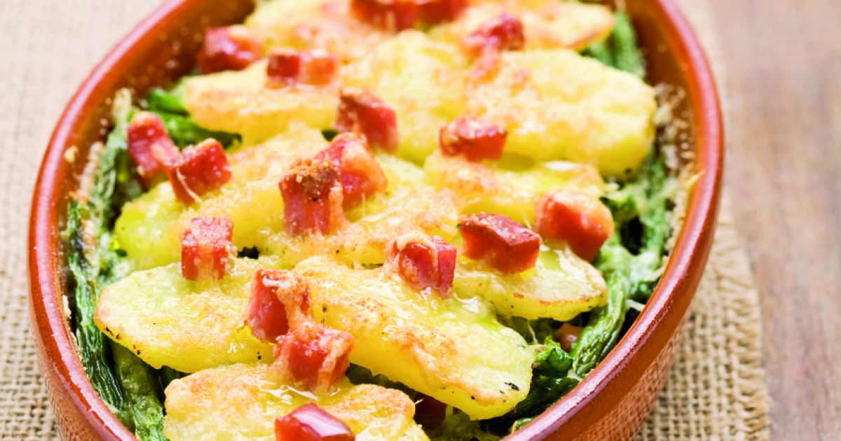Ricetta Patate e fagiolini in teglia con prosciutto ...