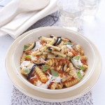 Fusilli con burrata e melanzane fritte